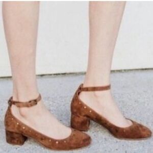 Madewell Inez Suede Ankle Strap Closed Toe Shoes